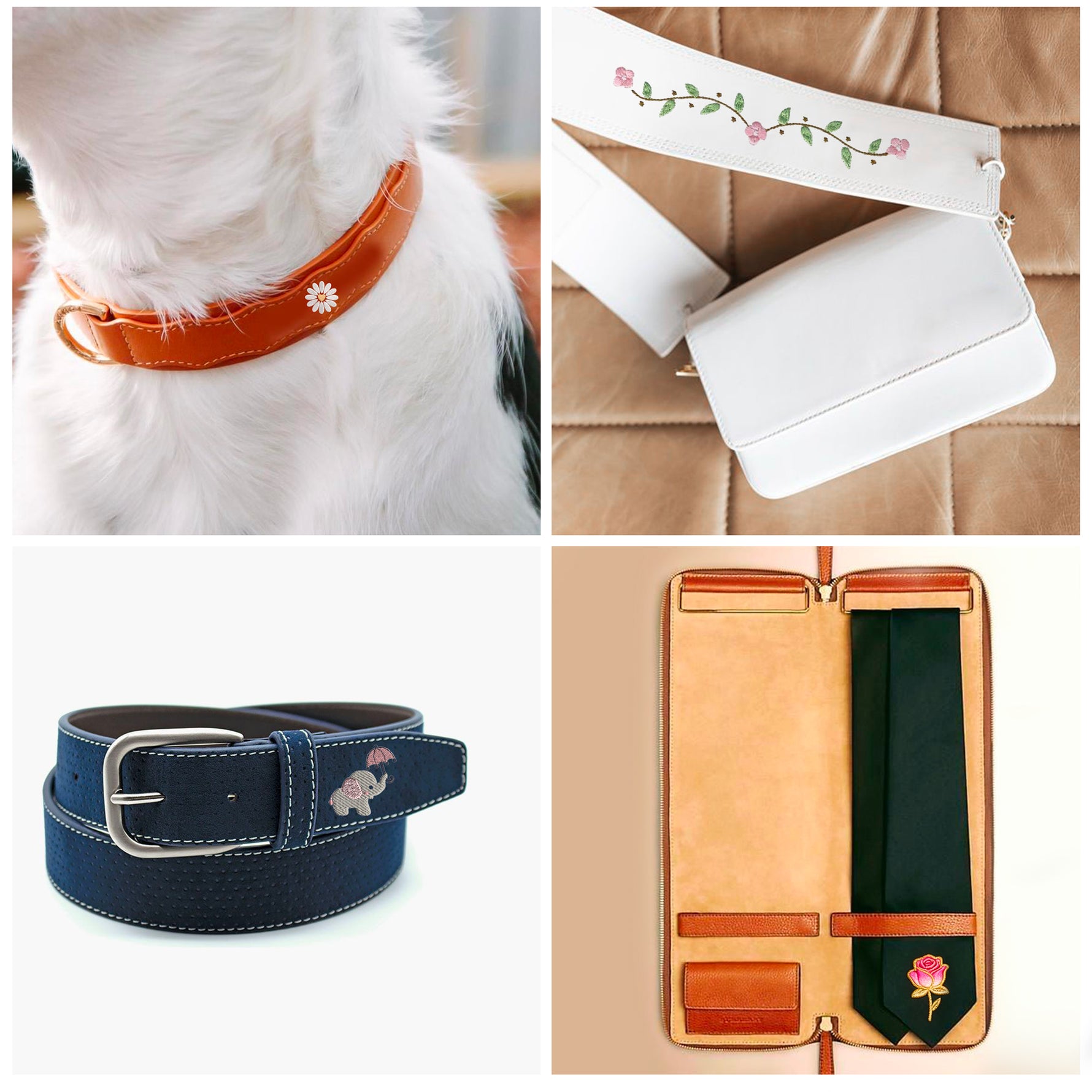 Ribbon/headband embroidery kept straight in hoop — BAI machines, 2.6×7.8 in