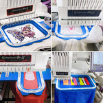 Magnetic embroidery hoop frame for Brother embroidery machines, holds fabric flat and makes hooping easier