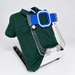 Main hooping station positioning a polo shirt with a magnetic embroidery hoop