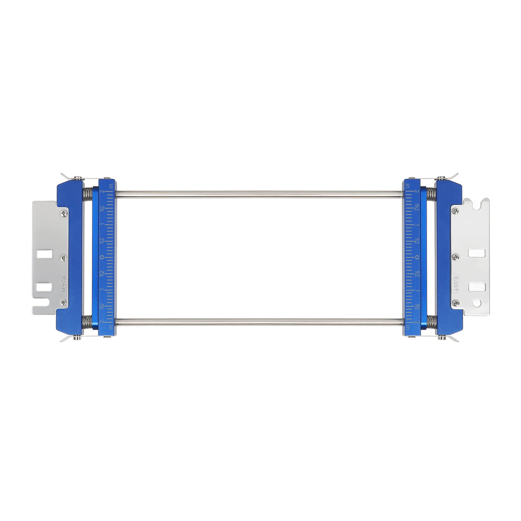 Alignment scale and center marks for fast setup metal belt embroidery hoop 